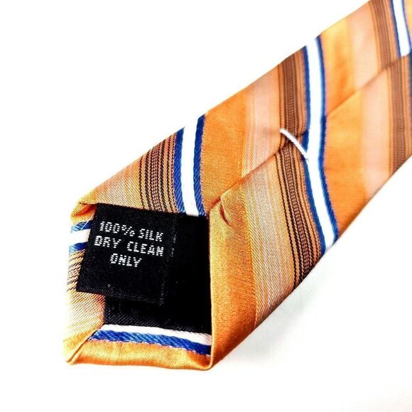 Pierre Cardin Silk Tie Woven Orange Striped Wide - Picture 5 of 6